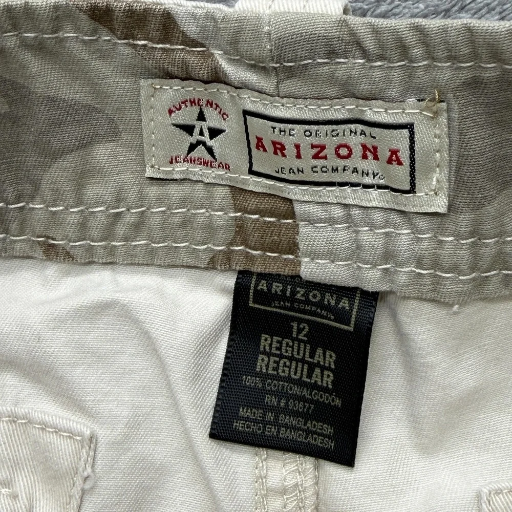 Arizona Jean Company Shorts Boys‎ 12 Beige Cargo Twill Belted School Pockets